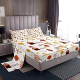 Homemissing Juego de sábanas de otoño para niños, tamaño doble, sábanas rústicas de granja con bolsillo profundo, sábana bajera ajustable para decoración de guardería, juego de ropa de cama de cosecha