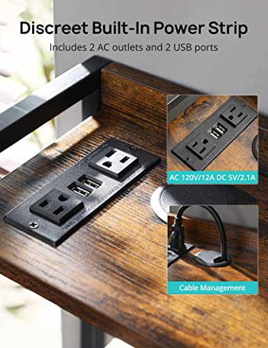 Evajoy Baker’s Rack with Power Outlet, 6-Tier Kitchen Storage Rack, Coffee Bar with Storage Basket, Microwave Oven Stand with 6 S-Hooks, Table Organizer with Top Shelf, for Spices, Pots, Pans - Image 3