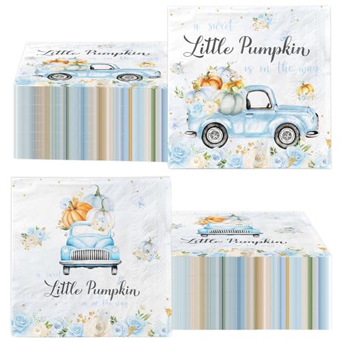 A Sweet Little Pumpkin Is On The Way Napkins,Pumpkin Boy Baby Shower Decorations Blue Truck Rose,A Sweet Little Pumpkin Is On The Way Baby Shower Gend