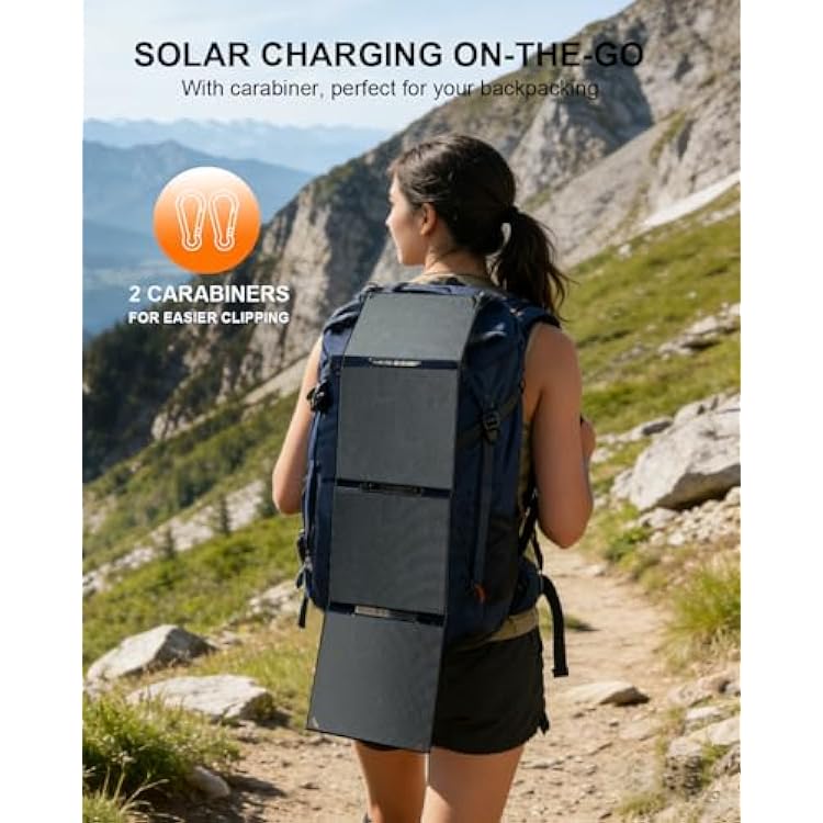 ELECAETNA 30W Solar Panel, HPBC Solar Cells with 25.4% Conversion, USB C & USB QC3.0 Fast Charging, 1.1lbs Ultra Light, Foldable and Portable Solar Charger for Cellphones Tablet Camping Backpacking