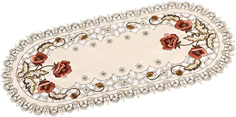 Embroidered Flowers Table Runner Dining Decorative Runners Dessert Luxury Placemat Elegant Decor Cloth Kitchen Tabletop Furniture Protective Cloths for Party Banquet Restaurant Outdoor Home Farmhouse