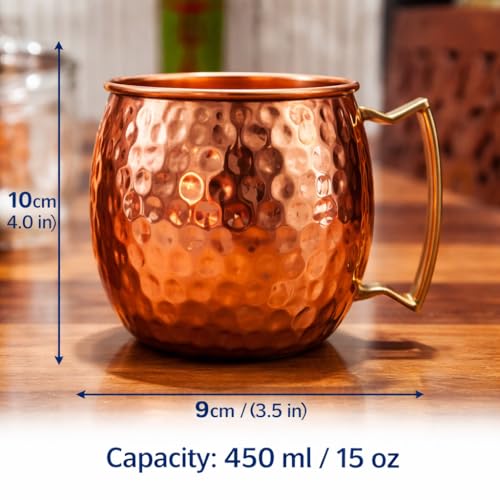BIFFELY Premium Handcrafted Copper Moscow Mule Mugs Set of 2 16oz Hammered Solid Copper Cups, BPA-Free & Lacquer-Free, Elegant Gift Set for Cocktails, Water, Home Bar & Parties by BIFFELY - Image 3