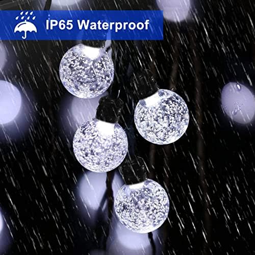 Solar String Lights, 50 LED 26Ft Garden Lights Solar Powered Waterproof Crystal Ball 8 Modes Fairy Lights for Indoor/Outdoor, Home, Garden, Yard, Wedding, Party Decorations, Cool White