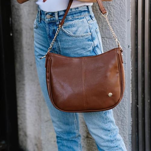 Modern+Chic Crossbody Bags for Women - Marissa Saddle Crossbody, Vegan Leather Shoulder or Handbag with Two Adjustable Straps2