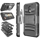 Moto G4 Play Case, Moto G4 Play Holster Belt, Tekcoo [Hoplite Series] Shock Absorbing [Black] Locking Clip Defender Heavy Full Body Kickstand Carrying Armor Cases Cover for Motorola Moto G Play