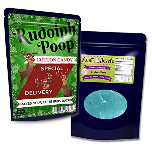 Gearsout Rudolph Poop Cotton Candy Cotton Candy - Fun Stocking Stuffers - Reindeer Poop Blue Cotton Candy - Gluten-Free #TOP3