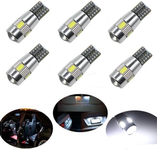 Ralbay T10 5630 6-SMD White LED Car Side Wedge Light Automotive Light Bulbs Replacement Parts (6pcs 6-SMD White)