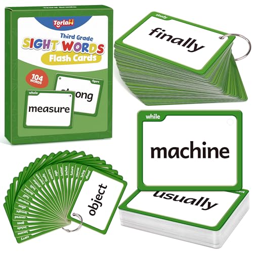 Torlam Sight Words Flash Cards for Kids 3rd Grade,Learn to Read Digraphs CVC Blends Long Vowel Sounds Spelling Reading Phonics Games for 8-9 Years, Site Words Classroom Homeschool