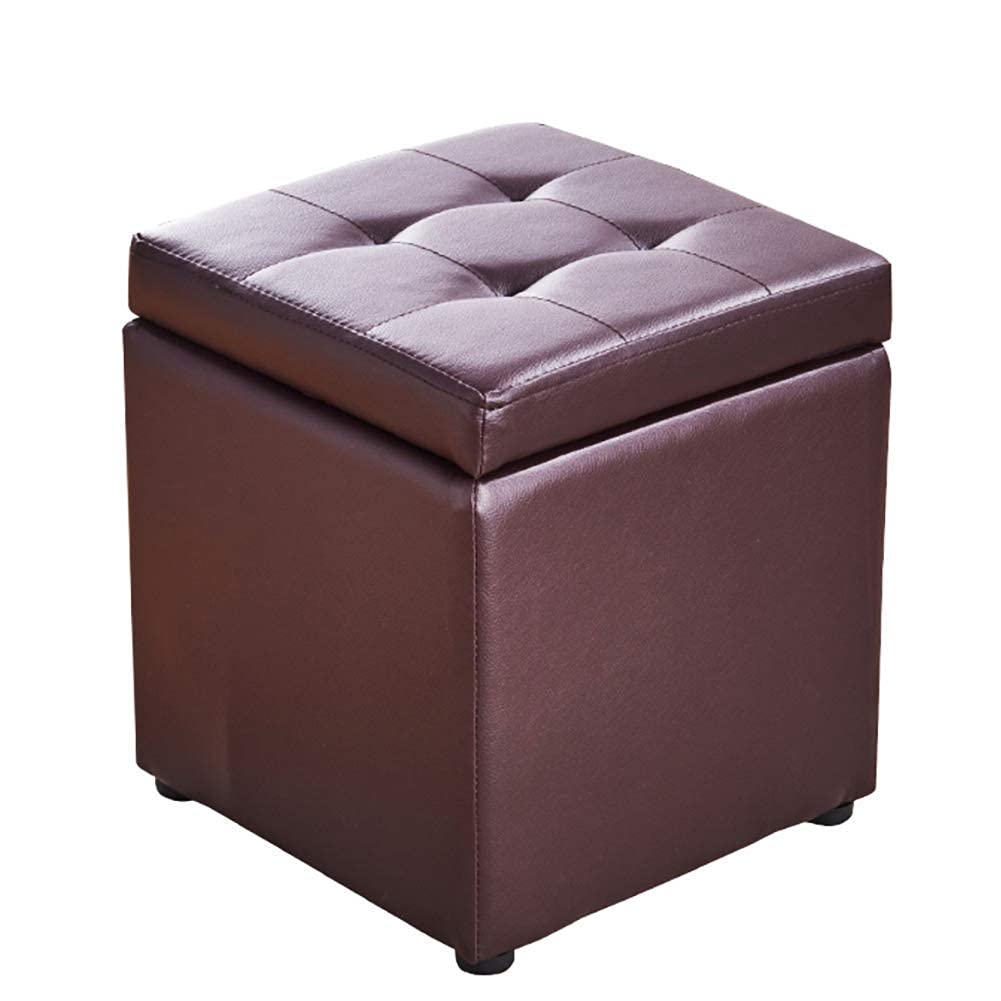 Pouf de rangement avec charnière top boîte à jouets sécurisée et coffre en similicuir