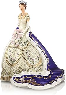 The Bradford Exchange Her Majesty Queen Elizabeth II 90th Birthday Figurine Heirloom Porcelain® Over 90 Crystals, Handpainted To Capture Queen Elizabeth II In Her Coronation Gown. From