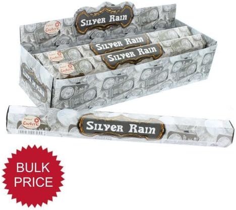 Aargee Tulasi Silver RAIN Incense 6 Packs x 20 Sticks, Bamboo, Black, 24x6x8 cm