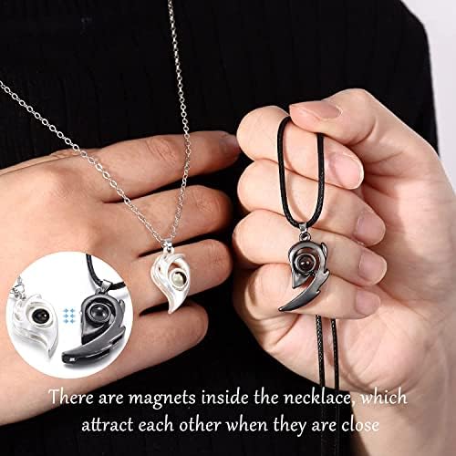 ADRAMATA Couple Bracelets and Necklaces Sets for Him and Her Sun Moon Heart Magnetic Relationship Bracelets Necklaces for Boyfriend Girlfriend Men Women