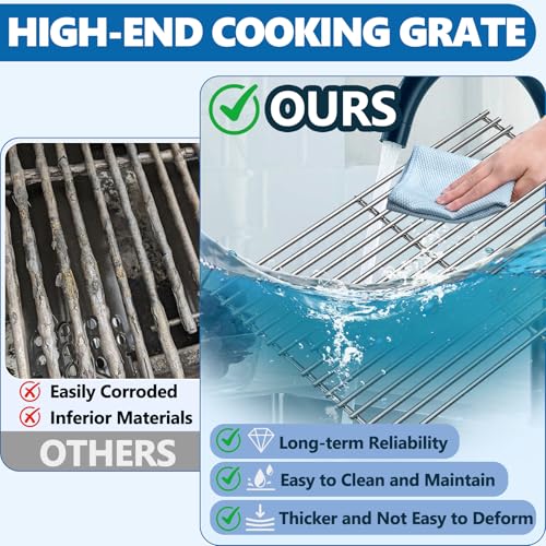 Image of SafBbcue 97888 Grill Grates for Monument Grill 24633 13892 17842 24367 35633 41847NG Grill Replacement Parts, Stainless Steel Cooking Grids for Monument 35633R 35633B D405 D425 4-Burner Accessories