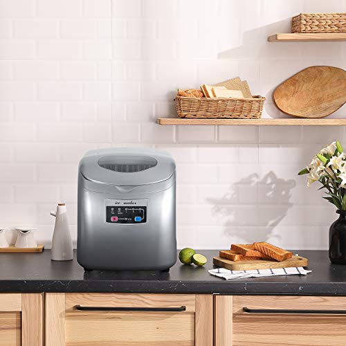 WOLTU Eiswürfelmaschine 12kg/24h, 2,8 Liter Ice Maker Machine, 3 Eiswürfel Größen Eiswürfelbereiter, ABS Eismaschine, Leise Ice Cube Maker für Party, Büro, Haus Silber – Bild 3
