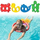 Soulchen 4 Pack EVA Pool Noodle Floating Connectors Animal Shaped Swimming Float Connectors (Duck, Crab, Whale, Turtle) for Rafts Toys Swim Training and Pool Games