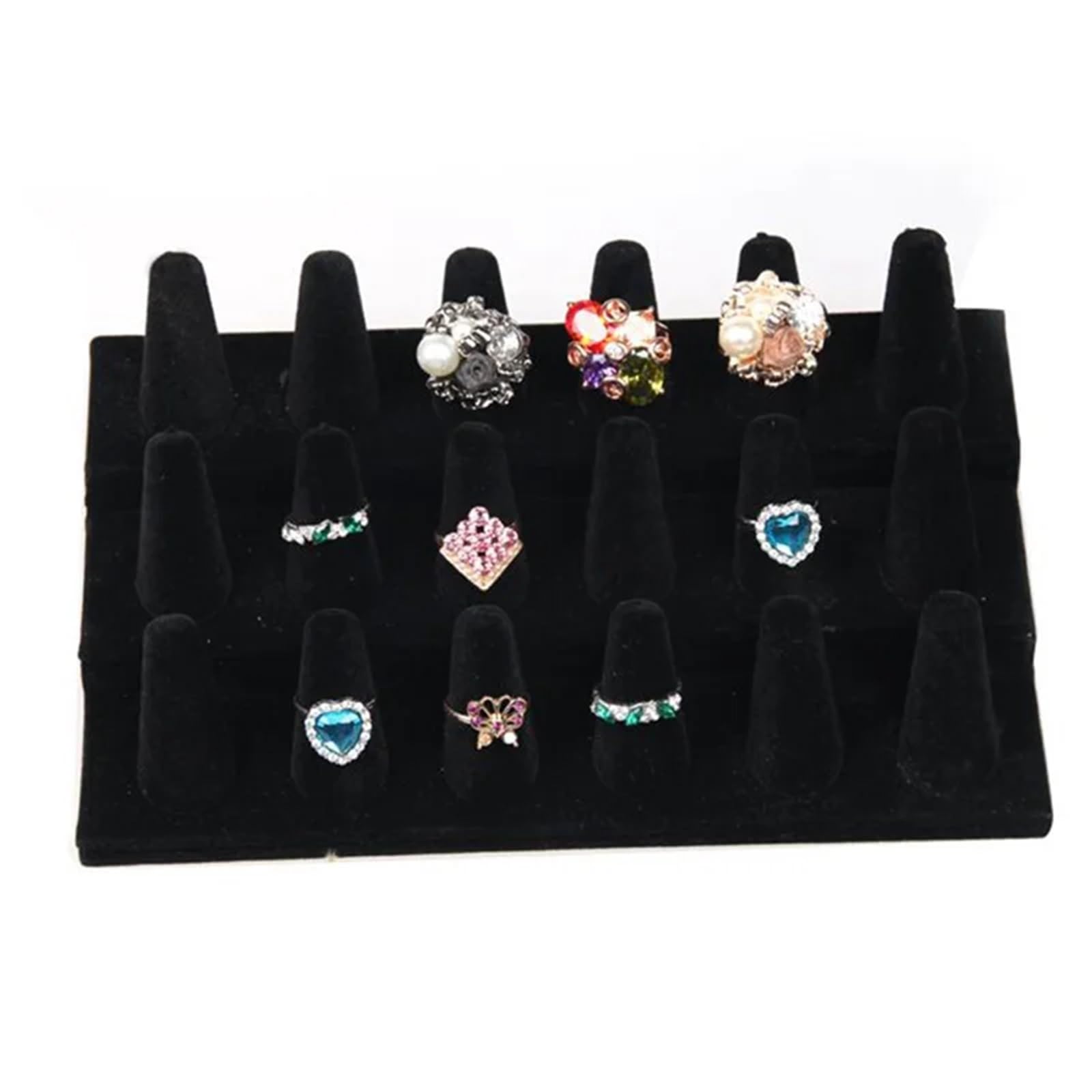 Yangshe Black Velvet Jewelry Ring Finger Display Stand Organizer Storage Trinket Jewelry Ring Stand Showcase