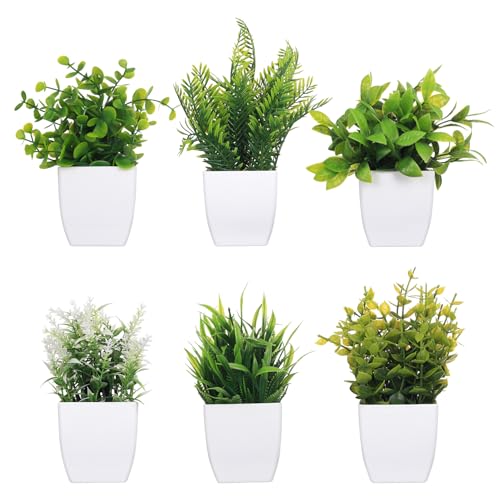ZHENGYYUU 6 Pcs Plantas Artificiales Decorativas con Maceta, Planta Artificial Pequeña, Plantas Artificiales con macetas Decorativas Interior para Decoracion Casa Baño Cocina Hogar