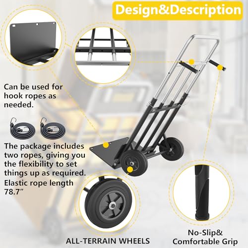 Carretilla plegable para carga hasta 600 lb con ruedas miniatura 3