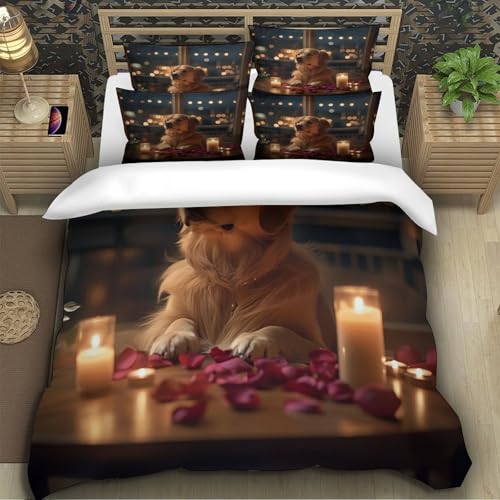 Housse de couette Golden Retriever microfibre légère avec éclair
