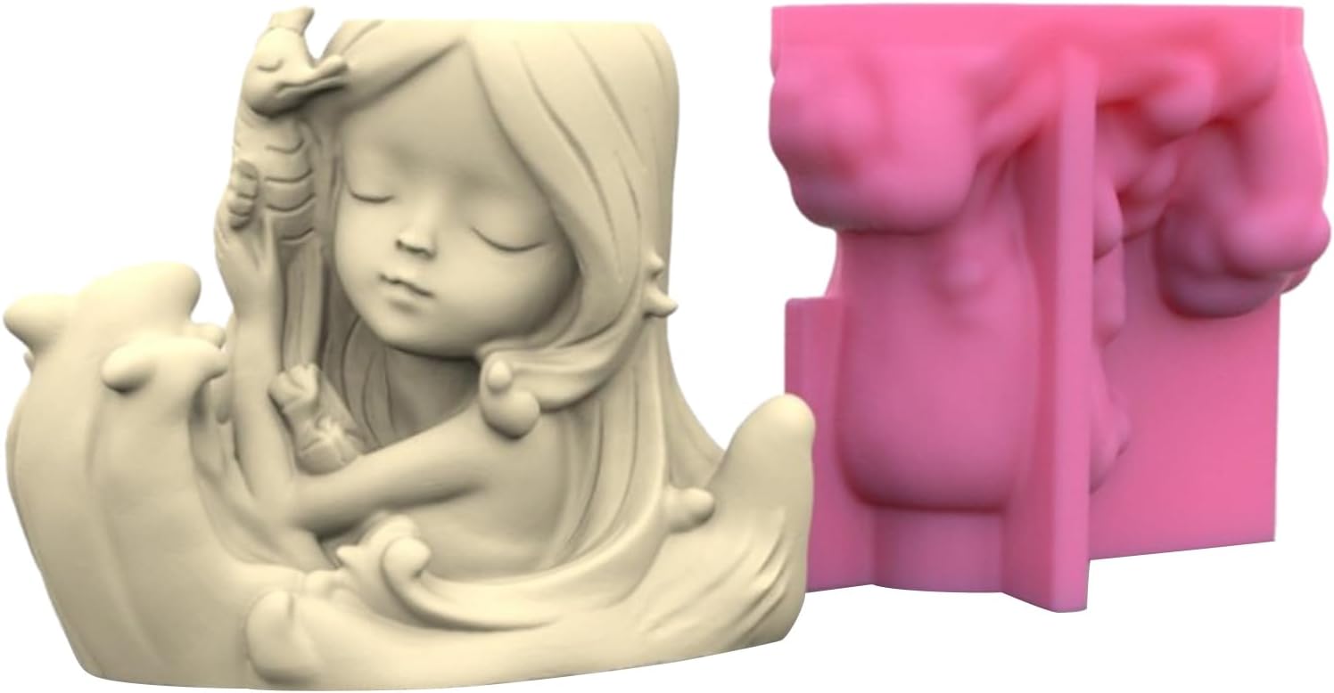 Haired Girl Gypsum Silicone, Flowerpot