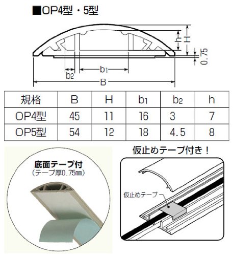 未来工業　ワゴンモール　テープ付　OP4-JT　ベージュ 未来工業 ワゴンモール(テープ付) OP4型 1m ベージュ 10本 OP4