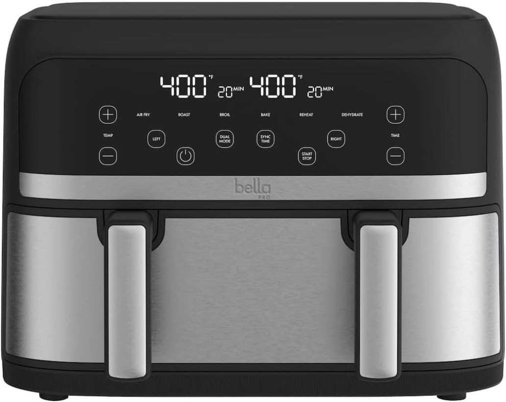 Bella Pro 4-qt. TriZone Touchscreen Air Fryer with Dual Flex Basket, Stainless Steel