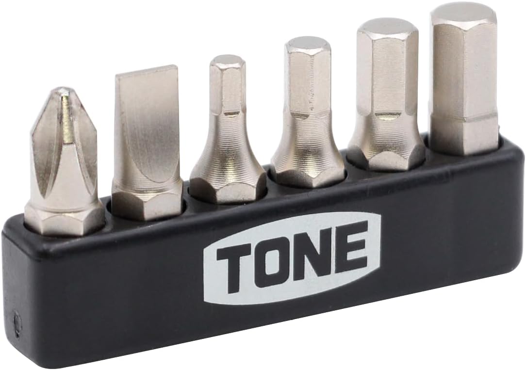 TONE Ratchet Stubby Driver Set with Magazine RSDM6S Bit Double Side Width 0.25 inches (6.35 mm) Contents: 7 Pieces
