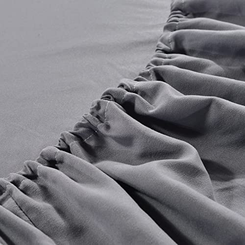 Dachengxiaorui Sheet Set Breathable & Cooling Hotel Solid Polyester Embroider Bed Sheets Extra Soft Deep Pockets 4 Piece Set Fitted Sheets (Gray, Twin) #TOP5