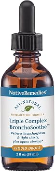 Native Remedies Triple Complex BronchoSoothe - Homeopathic Chest Constriction & Tightness Relief Drops - Respiratory Path Support for Dry Wheezing, Lung Tissue, Shallow Breathing - 2 Fl Oz