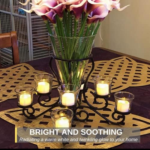 Homemory 12pcs Flameless Battery Operated Led Tea Lights with Timer, 6H ON/18H OFF, Bright and Realistic, Electric Flickering Fake Candles in Warm White