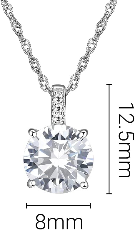 MISS MIMI Solitaire Cubic Zirconia Necklace for Women, 1–3 CT Round,Heart,Princess Cut CZ Options, Bezel or Prong Set in 925 Sterling Silver, Adjustable 16–20" Minimalist Everyday Jewelry - Image 4
