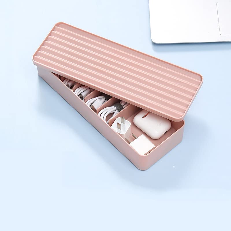 THMINSCable Management Box | Cord Organizer to Conceal Computer, Router, TV Wires, & Power Strip, 1 Free Silicone Cable Ties Included…