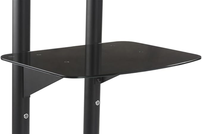 Carro para TV rodante con estante, acero y aluminio, ajustable en altura – Negro miniatura 5