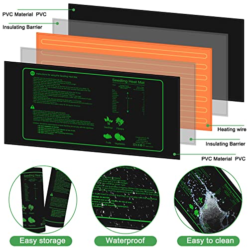 4 Packs Seedling Heat Mat For Seed Starting Durable 10" X 20.75" Waterproof Heating Pad Warm Hydroponic Plant Heating Mat For Indoor Outdoor Seedling Germination Greenhouse Plants Growing #TOP1