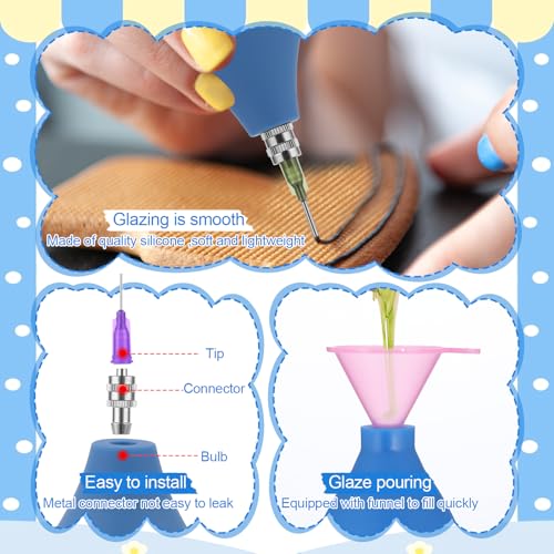 156pcs Pottery Tools Supplies Ceramic Precision Tip Applicator Clay Slip Trailing Bottles Clay Tools Set Needle Tip Squeeze Bottle Ceramic Glaze Extrusion Bottle for Art Decorating Kit
