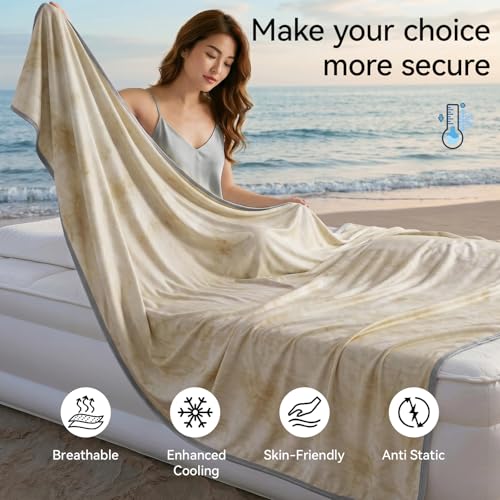 Image of Guohaoi Cooling Throw Blanket for Hot Sleepers, Twin Size 90''x108'' Lightweight Breathable Summer Bed Blanket for Couch, Arc-Chill Q-Max >0.5 Cool Fiber, Lightweight Blanket Ivory White