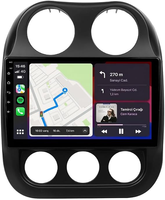 10 İnç Android Multimedya CarPlay Android Auto Navigasyon Kameralı 4GB RAM 32GB - Jeep Compass 2010-2015 ile uyumlu