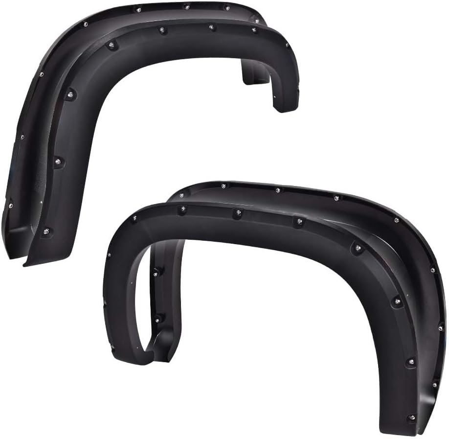 G-PLUS Fender Flares 4pcs, Compatible With GMC Sierra 1500 2007 2008 2009 2010 2011 2012 2013 All Beds Pocket Rivet Textured Offroad Style Wheel Flares Set, 2x Front & 2x Rear