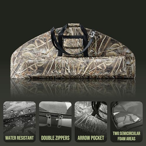 Alephnull Compoundbogen Tasche mit Pfeiltasche Bogentasche Compoundbogen Köcher für Pfeil und Bogen Bogenrucksack Soft Waffentasche Range Bag Recurvebogen Tasche für Jagd Schießen (Schwarz CP, L)