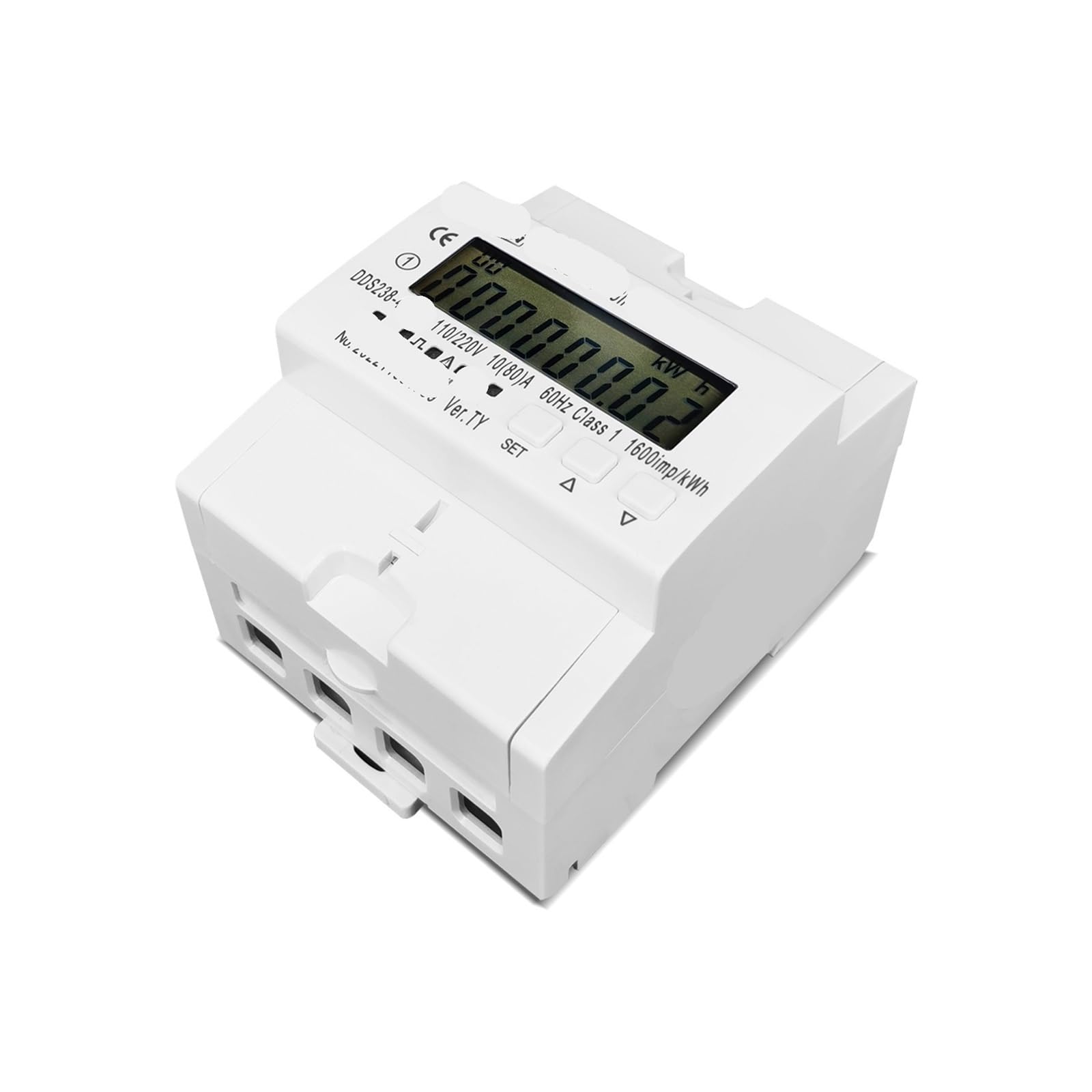 Compteur d'énergie intelligent 2 phases 110V 80A pour rail Din moniteur de consommation