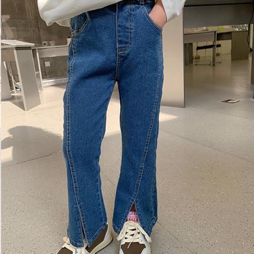 Fashion Kids Girls Jeans Casual Bell-Bottoms Long Pants Mid Waist Slit Denim Flared Trousers2