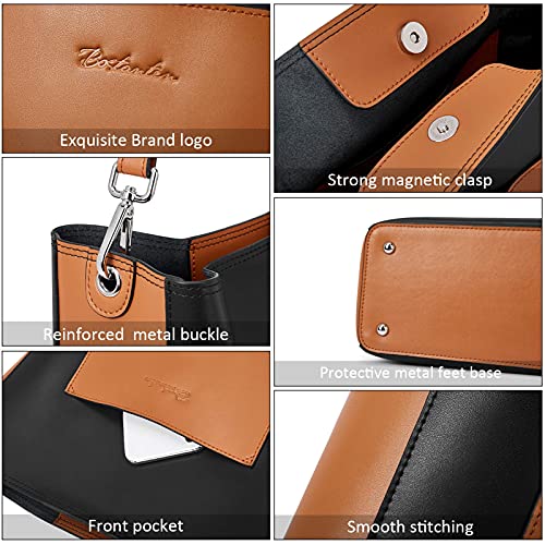 Bostanten Handbags For Women Leather Designer Hobo Tote Purses Shoulder Bucket Crossbody Bags And Women Leather Wallet Rfid Blocking Small Bifold Zipper Pocket Wallet Card Case Purse With Id Window #TOP1