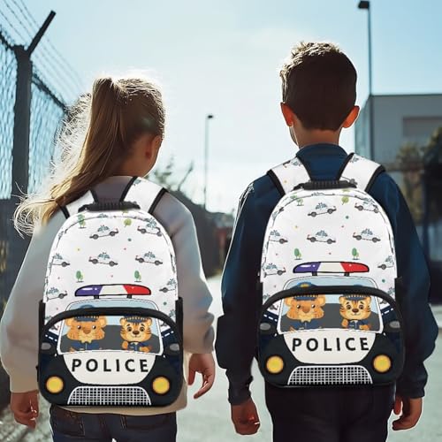 doginthehole Cartoon Police Car Backpack for Kids Lightweight Boys School Backpack 17inch Cartoon Tiger Boys Bookbag Age 6-8 for Elementary School Preschool Kids Knapsack Rucksack3