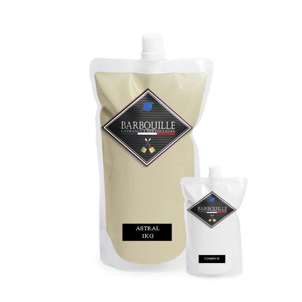 BAR-RESINE: Dwuskładnikowy farba/żywica epoksydowa, w fazie wodnej do płytek, płytek, płytek, laminatów, PVC, itp... - 1 kg BRILLANT - 10m² - beżowy i naturalny - Astral