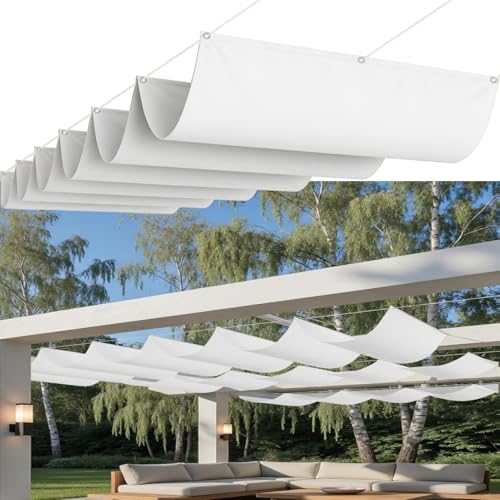 Voile ombrage rétractable vague 3x15m blanc pour extérieur