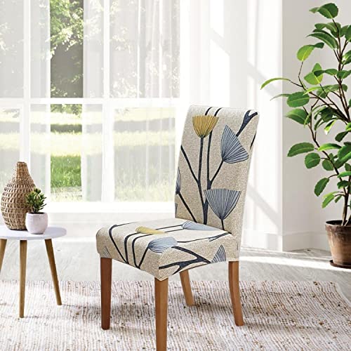 Springrico Chair Covers For Dining Room Set Of 4, Stretch Dining Chair Cover, Washable Spandex Kitchen Parsons Chair Slipcovers, Removable Seat Protector For Home Or Party (4Pack, Floral Bloom) #TOP2