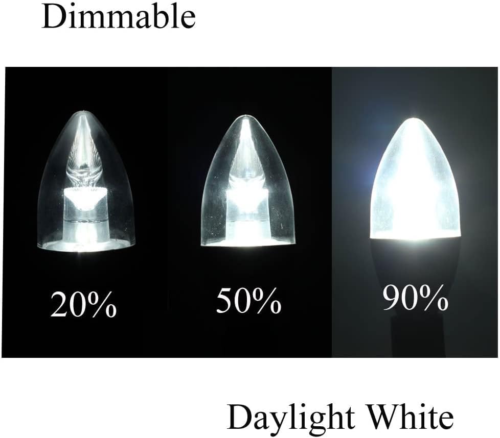 BAOMING Dimmable LED Candle Bulbs Bayonet 40w Equivalent Daylight Light Bulb 6000k, B22 LED 5W Cool White Candelabra Bulbs, 400lm AC220-240V, Clear, 6-Pack