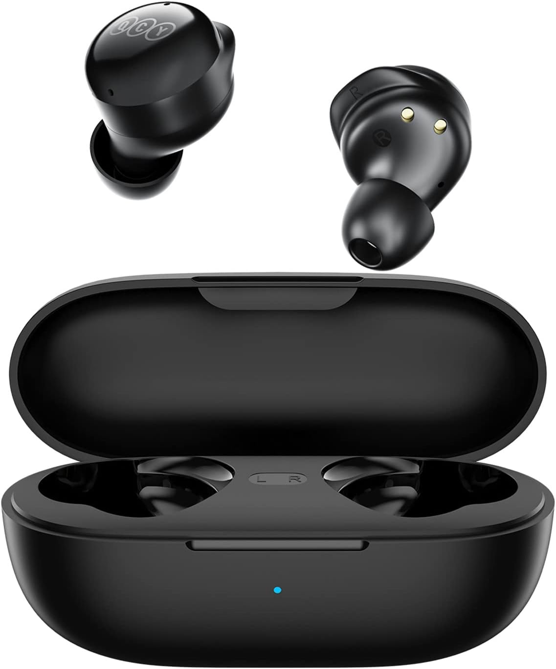 T17 True Wireless Earbuds, Bluetooth Earphone with Microphone, Touch Control with Charging Case, Waterproof Stereo in-Ear Headphone, Type-C Deep Bass Headset, Black
