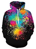 UNIFACO Men's Graphic Hoodies Fleece Pullover Sweatshirts Paint Splatter Cool Designed Hoodie 3d Print Jacket Hoody Size L