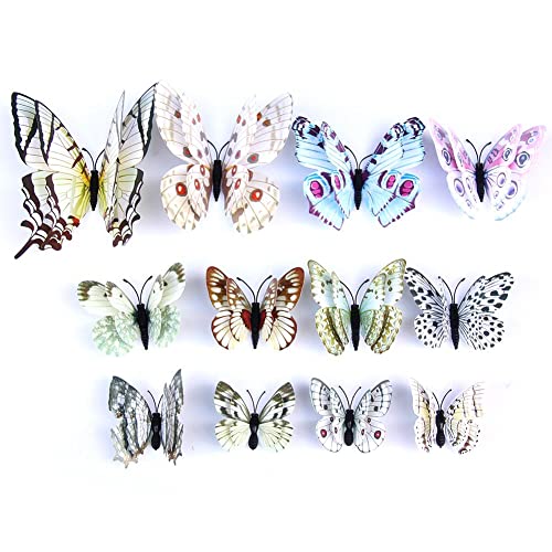 Image of JAAMSO ROYALS Multicolor 3D Magnet Butterfly Wall Stickers for Decoration, Wall Decor Items (Set of 12)-Self-Adhesive